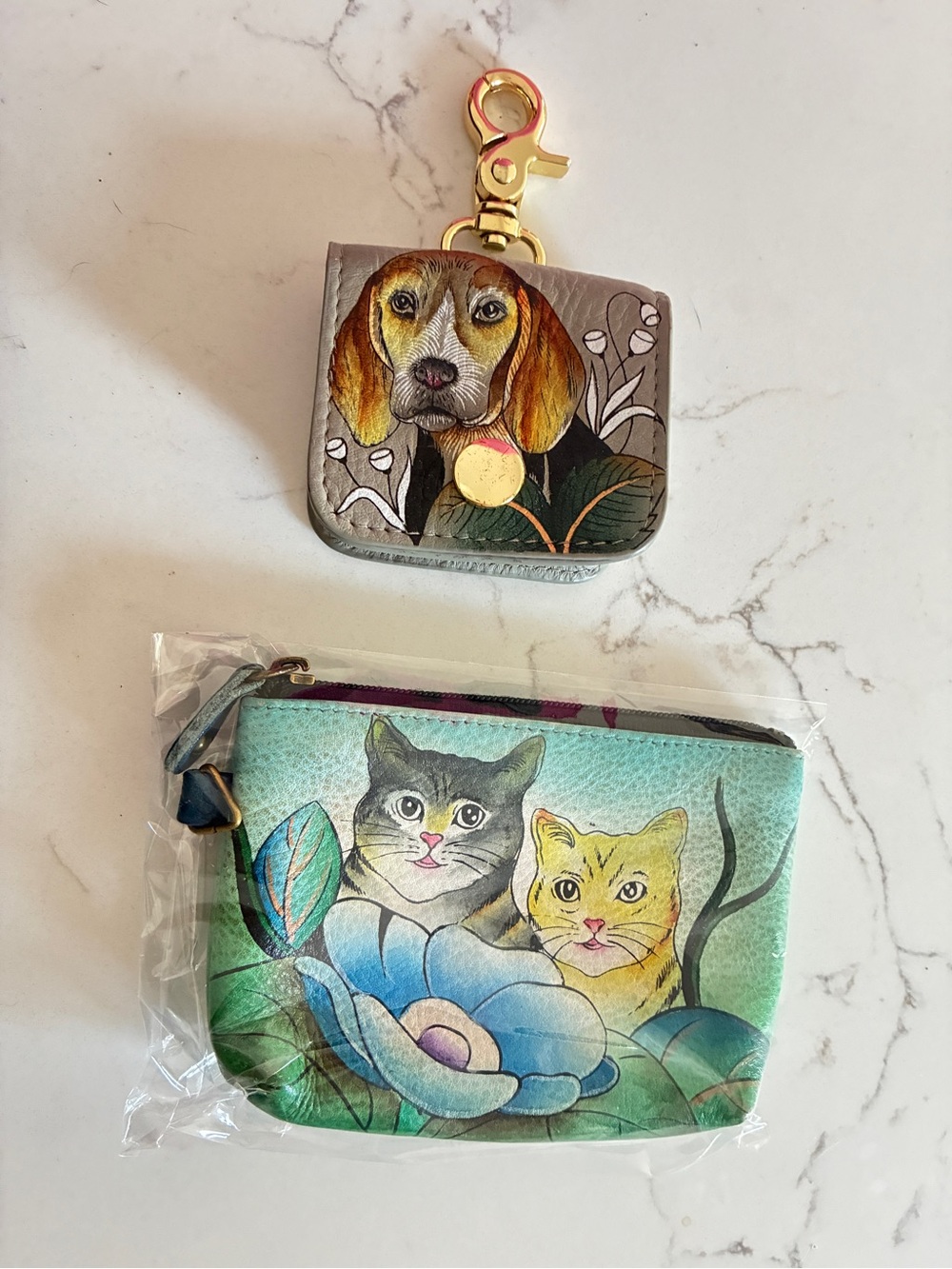 Anuschka Beagle Dog and Cat Coin purse Bundle